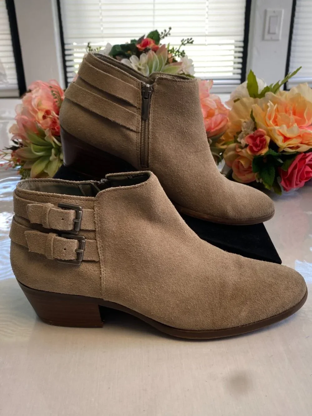 Sam Edelman Tan Suede Buckle Ankle Booties Women’s 7.5M